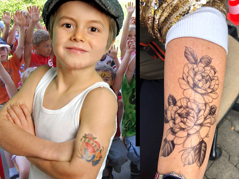 Kinder-Tattoos aufkleben